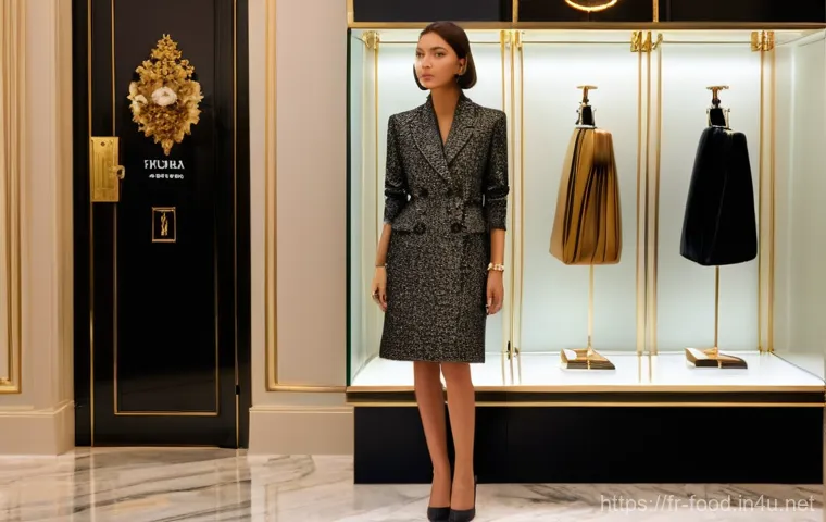 일반 제품 vs 고급 제품 가격 차이 - **Prompt:** A chic woman, in her late 20s, with a sophisticated bob hairstyle, stands gracefully ins...