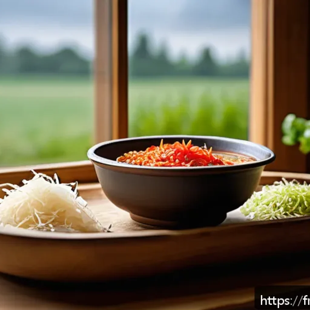 프로바이오틱스 함유 식자재 - A vibrant kitchen scene showcasing a rustic wooden table filled with a variety of colorful fermented...