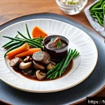 건강한 외식 메뉴 추천 - A beautifully plated modern French bistro dish featuring a vegan &ldquo;boeuf bourguignon&rdquo; made with saut&eacute;...