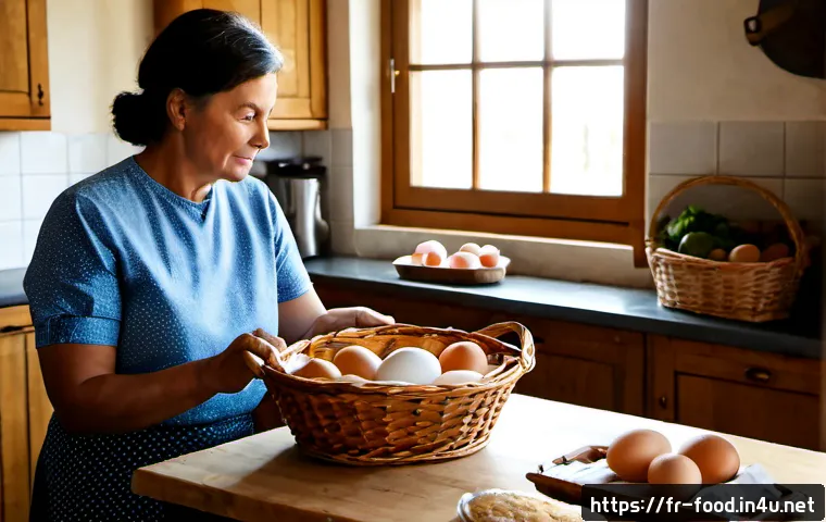 친환경 식품 브랜드 추천 - Photorealistic French kitchen table comparison scene, a thoughtful middle-aged woman examining two u...